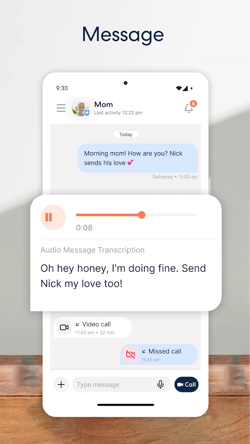 Voice messages with audio transcription