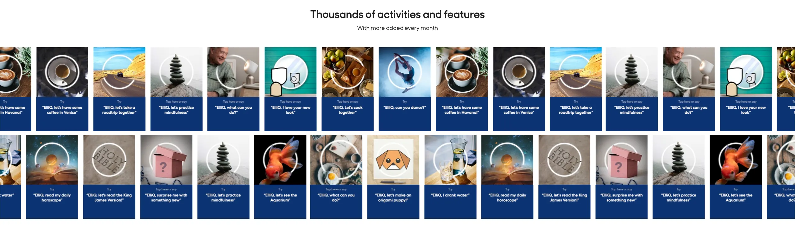 ElliQ surfacing conversational content to the user